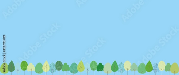 Fototapeta いろんな形の新緑の並木のイラスト