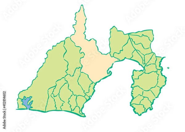 Fototapeta 静岡県	静岡市　都道府県別・行政区域マップ