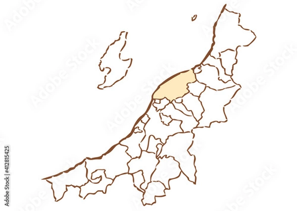 Obraz 新潟県	新潟市　都道府県別・行政区域マップ