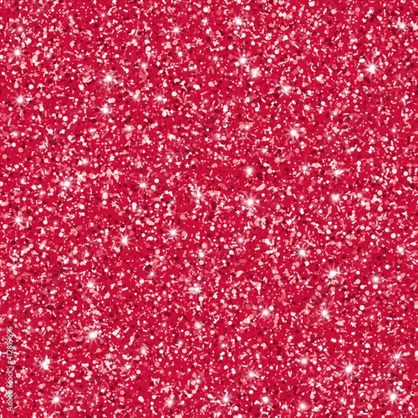 Fototapeta Glitter seamless pattern in red colors for Valentine's day design projects. Vector sparkle wrapper background.