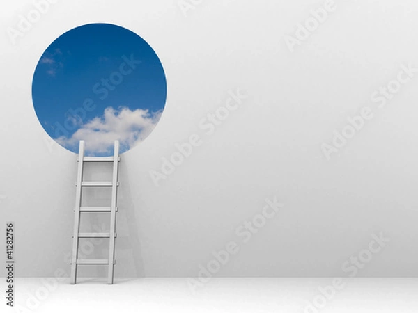 Obraz Ladder leading to sky - 3d render