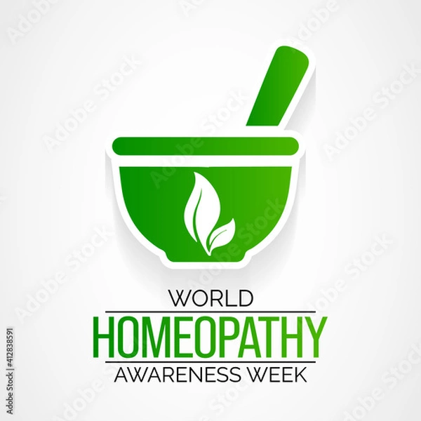 Fototapeta World Homeopathy Awareness Week is celebrated annually from April 10th to April 16th. the week is a celebration of both homeopaths and those who have been healed with homeopathy. Vector illustration.