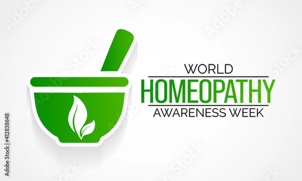 Fototapeta World Homeopathy Awareness Week is celebrated annually from April 10th to April 16th. the week is a celebration of both homeopaths and those who have been healed with homeopathy. Vector illustration.