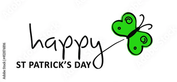 Fototapeta Slogan happy saint Patricks day. Lucky, clover four. Luck shamrock, shamrocks pattern. Irish pub (ireland). Slogan St Patrick's Day or St paddy's day green beer party