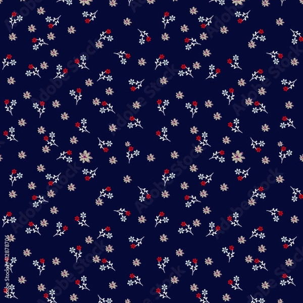 Fototapeta seamless small vector flower design pattern  on    background