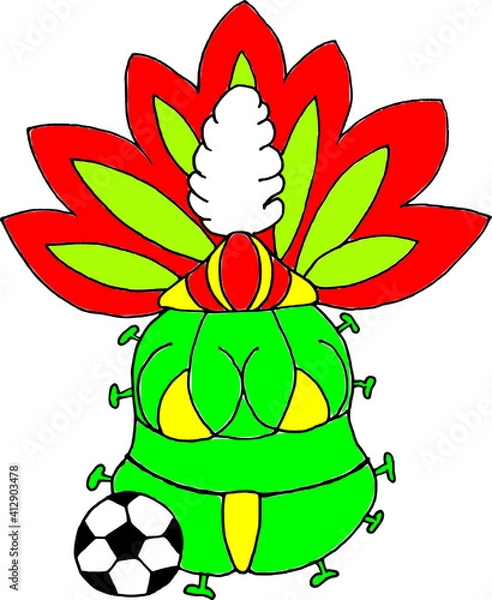 Fototapeta Cartoon version for new coronavirus variant from Brazil in color