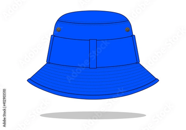 Fototapeta Blue Bucket Hat Template Vector On White Background