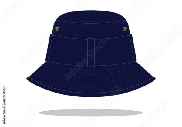 Fototapeta Navy Bucket Hat Template Vector On White Background