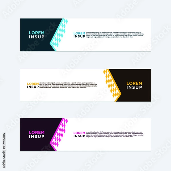 Fototapeta abstract geometric web design banner template isolated on dark grey background