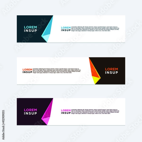 Fototapeta abstract geometric web design banner template isolated on dark grey background