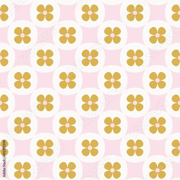 Obraz Mid Century Modern Floral Shapes Seamless Pattern 