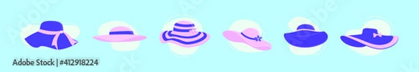 Fototapeta set of derby hats cartoon icon design template with various models. vector illustration isolated on blue background