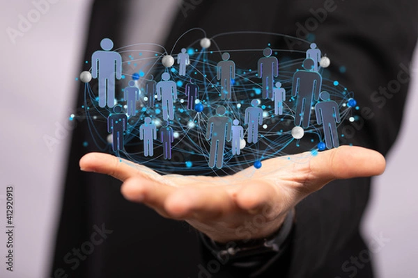 Fototapeta conference Digital Network and data concept 3d