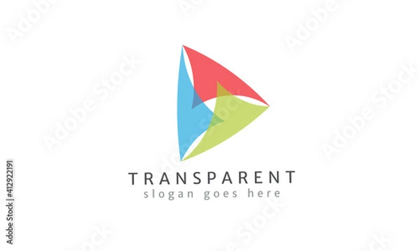 Fototapeta Transparent abstract triangle shape logo design. isolated white. vector