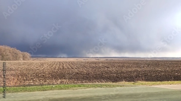 Obraz landscape in the field storm