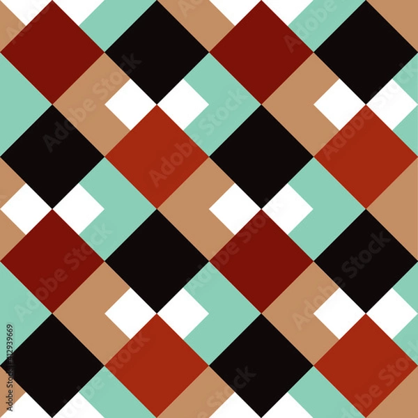 Obraz Abstract square seamless pattern with vintage and earth tone color, vector background.
