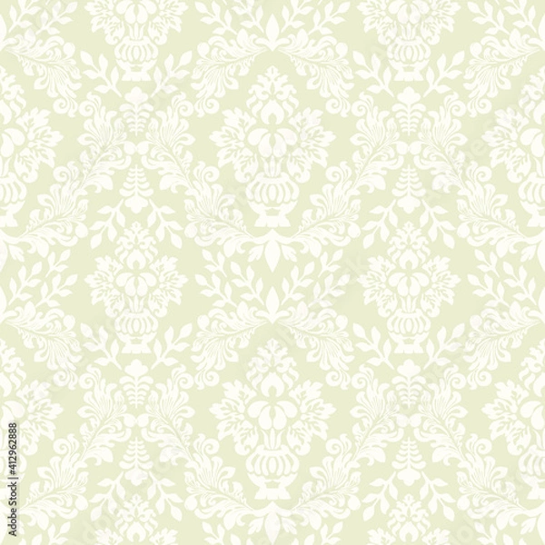 Fototapeta Baroque wallpaper. Seamless vector background ornate art deco decorative leaves. Damascus