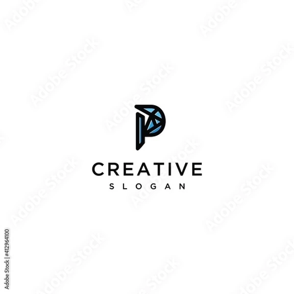 Fototapeta initial P letter logo vector monogram	