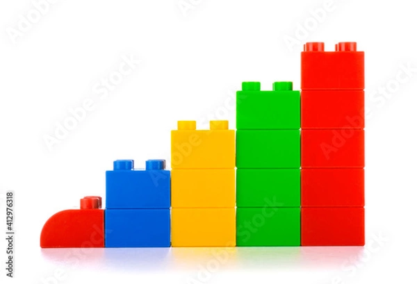 Obraz Plastic building blocks, isolated on white