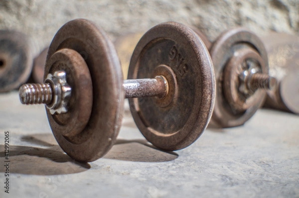 Obraz Underground dumbbell set and trainer room