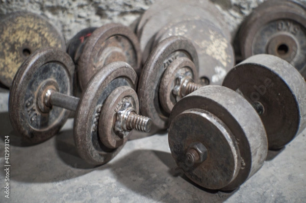 Obraz Underground dumbbell set and trainer room