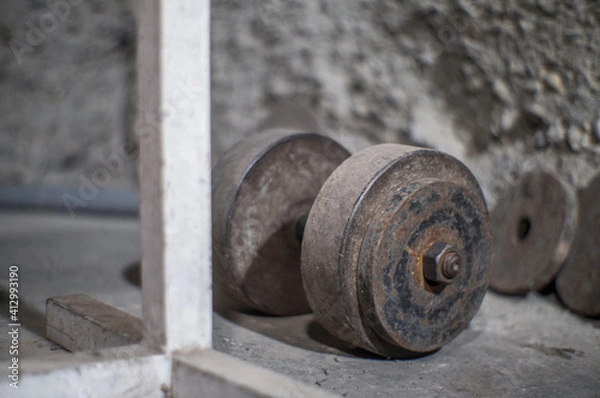 Obraz Underground dumbbell set and trainer room