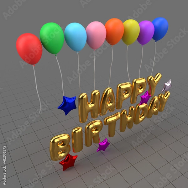 Obraz Balloons with happy birthday sign