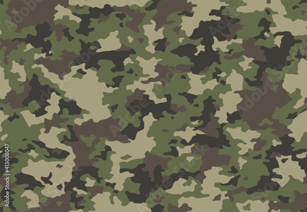 Fototapeta Full seamless military camouflage skin pattern vector for decor and textile. Army masking design for hunting textile fabric printing and wallpaper. Design for fashion and home design.