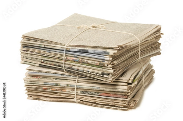 Obraz Stack of two newspaper bundles for recycling