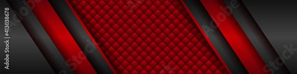 Obraz Abstract 3d metallic red shiny color black frame layout modern tech design . Modern dark metal corporate concept banner vector template background