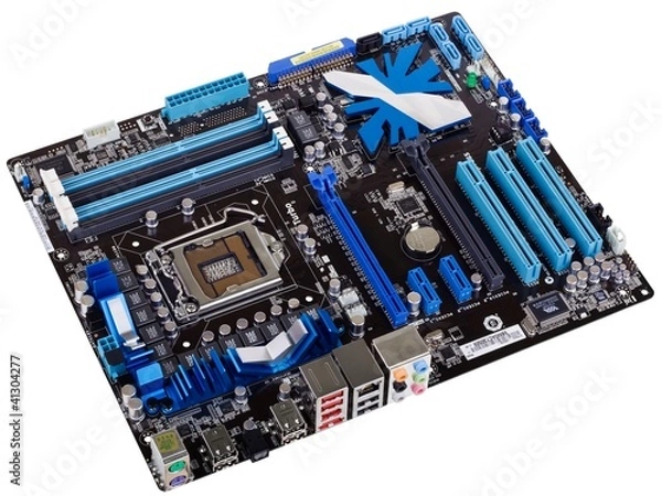 Fototapeta Typical new PC computer motherboard (socket 1156)