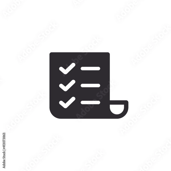 Fototapeta Tasks. Vector icon. Clipboard - vector icon. Clipboard icon. Task done. Signed approved document icon. Project completed. Check Mark sign. Worksheet sign. Vector illustration. Survey. Extra options.