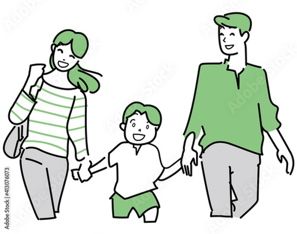 Fototapeta 家族3人でおでかけ