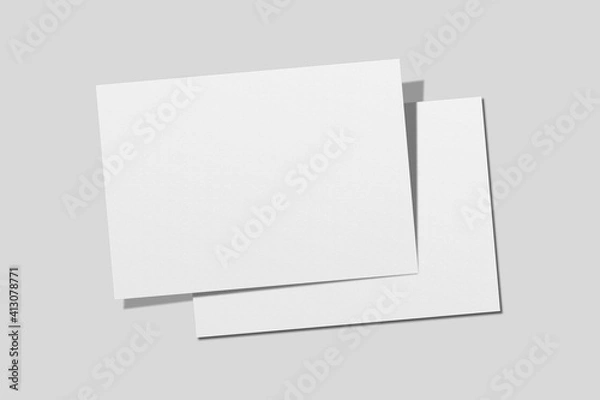 Fototapeta Realistic blank A4 landscape flyer brochure for mockup. Paper or poster illustration. 3D Render.