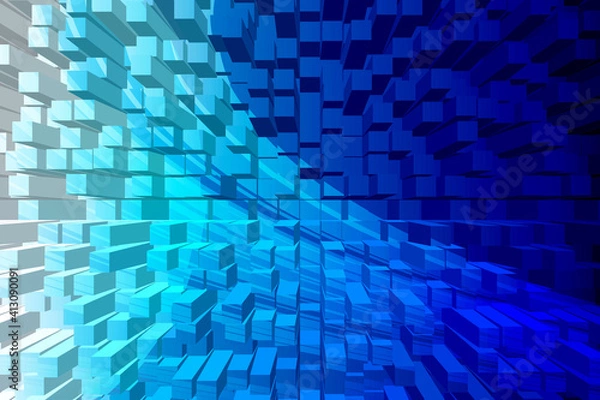 Fototapeta Blue abstract background with square and partners