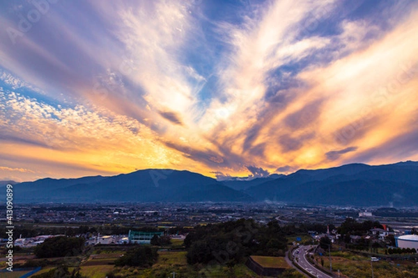 Obraz 山梨県甲斐市。美しい夕景。