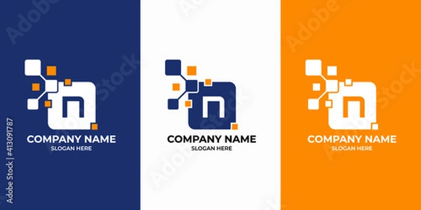Fototapeta Letter N pixels logo initial design template. Illustration vector graphic of  letter with pixel logo design concept. Perfect for Business corporate, more technology brand identity