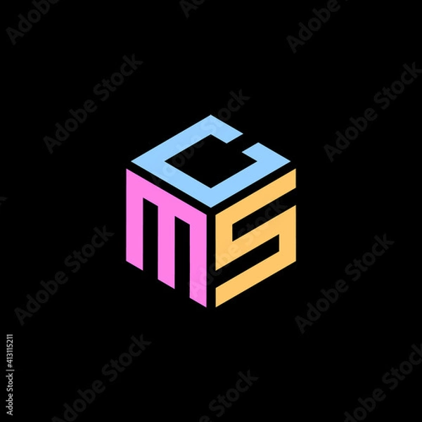 Fototapeta Hexagon logo. CMS letter vector design