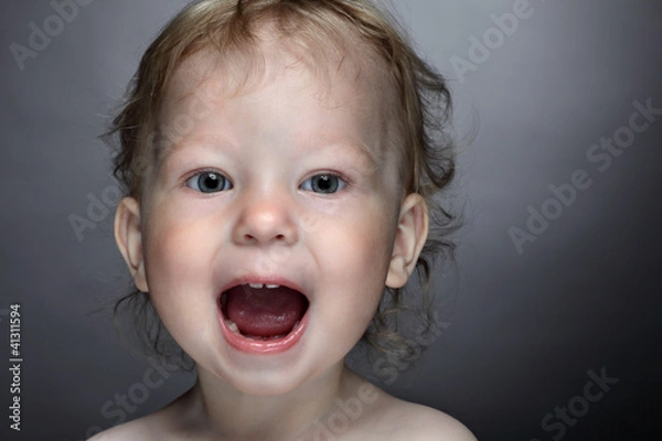 Fototapeta beauty baby open mouth and scream