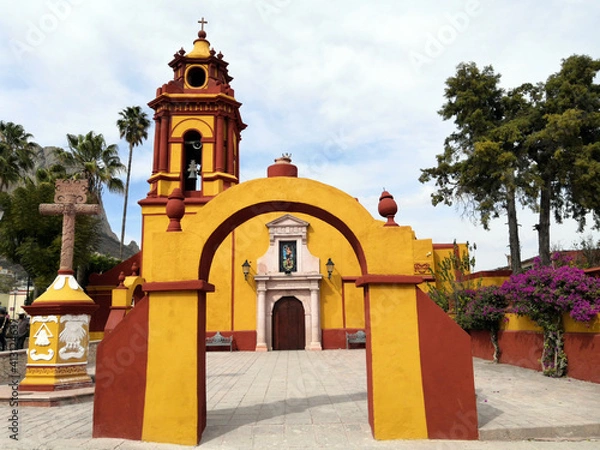Obraz Old yellow church, with minimalist style