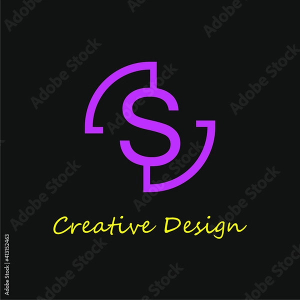 Fototapeta pink letter S logo with a semicircle combination
