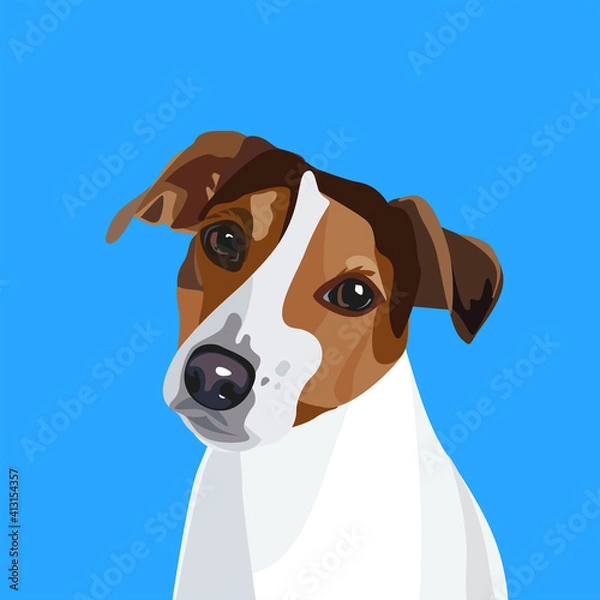 Obraz Vector portrait of dog Jack Russel terrier. Modern dog breeds illustration. Interior poster template.