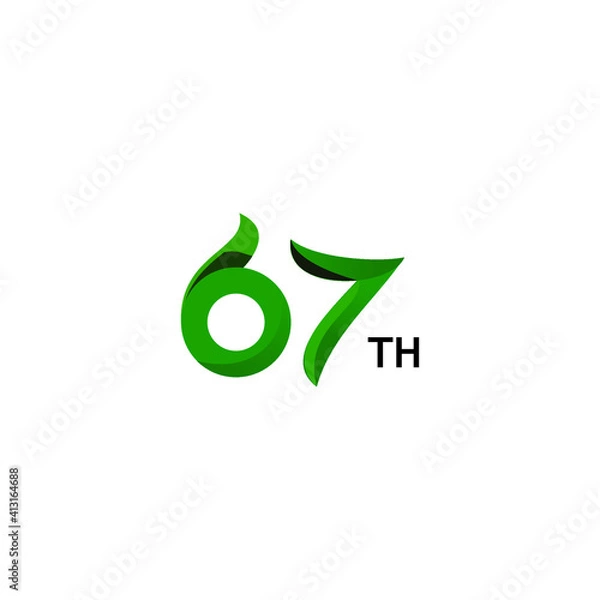 Obraz eco friendly logo design. 67 anniversary concept of logo design 