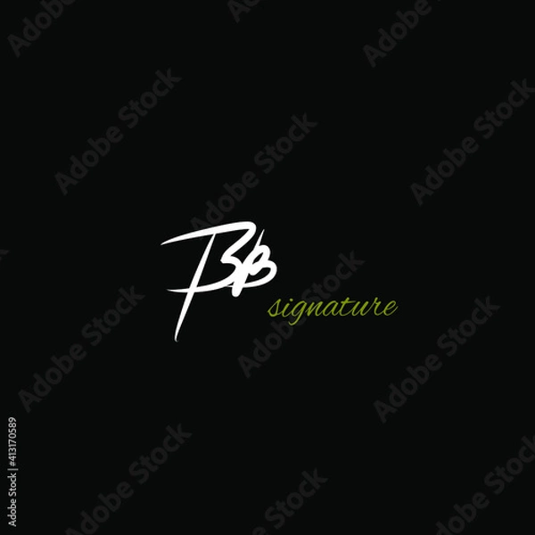 Obraz BB initial handwritten calligraphy, for monogram and logo