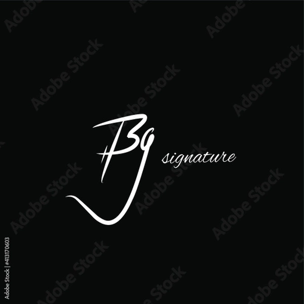 Obraz BG initial handwritten calligraphy, for monogram and logo
