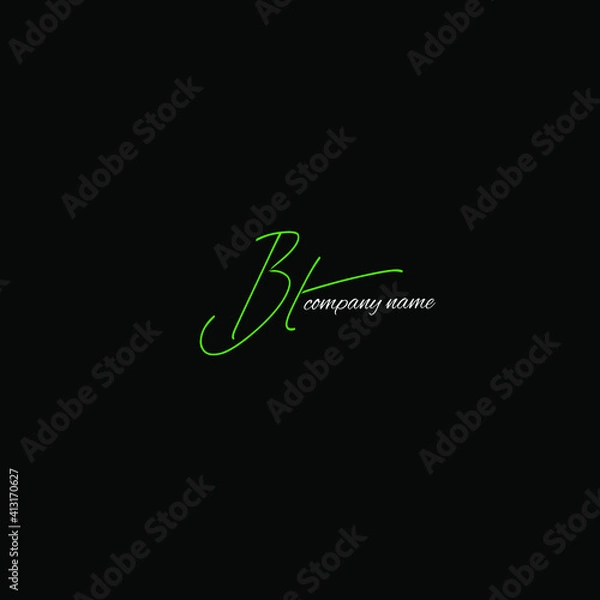 Fototapeta BT initial handwritten calligraphy, for monogram and logo
