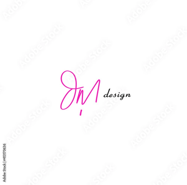 Fototapeta DM initial handwritten calligraphy, for monogram and logo