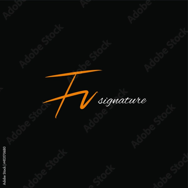 Obraz FV initial handwritten calligraphy, for monogram and logo