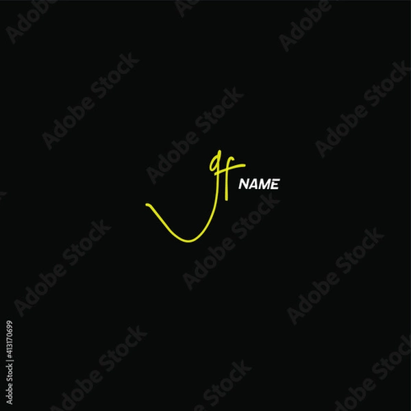Obraz GF initial handwritten calligraphy, for monogram and logo