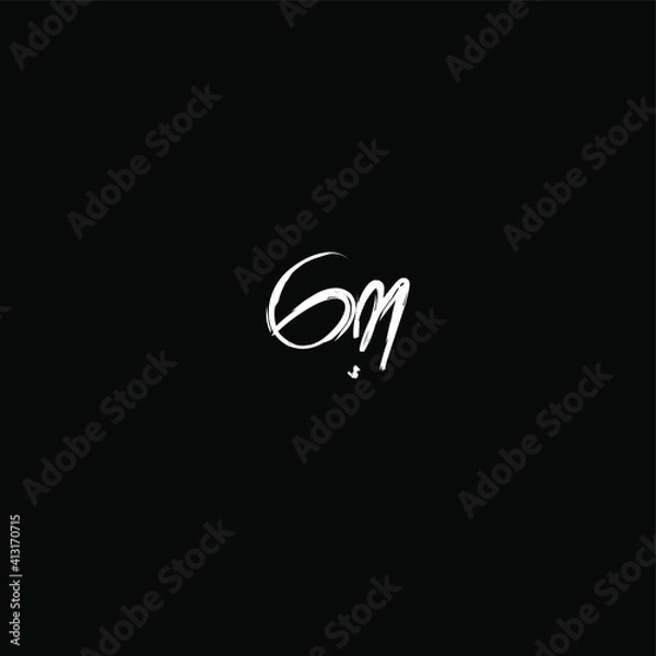 Obraz GM initial handwritten calligraphy, for monogram and logo